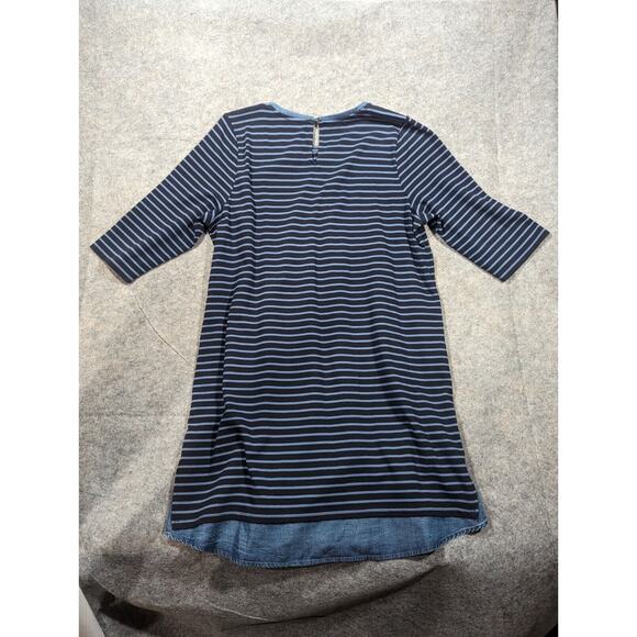 J Jill Blue Striped Casual Tshirt Dress XL Cotton Denim - Picture 7 of 8